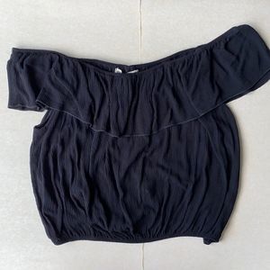 SORAD by A Black off Shoulder Top with stretch hem Size XL